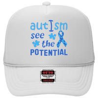 Autism I See The Potential High Crown Mesh Back Trucker Hat