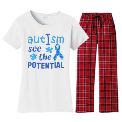 Autism I See The Potential Women's Flannel Pajama Set