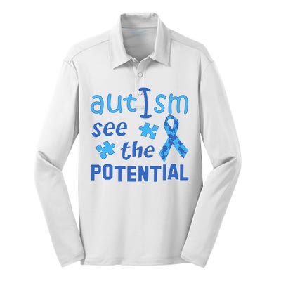 Autism I See The Potential Silk Touch Performance Long Sleeve Polo