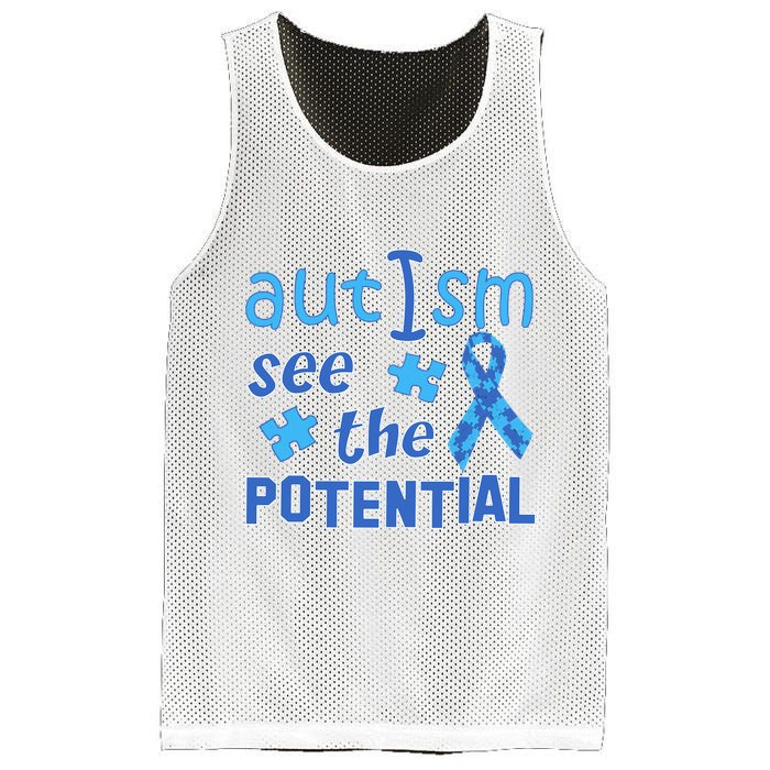 Autism I See The Potential Mesh Reversible Basketball Jersey Tank
