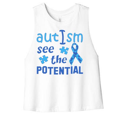 Autism I See The Potential Women's Racerback Cropped Tank