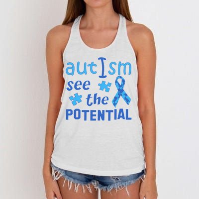 Autism I See The Potential Women's Knotted Racerback Tank