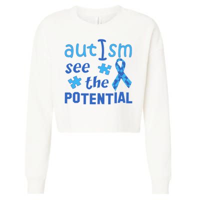 Autism I See The Potential Cropped Pullover Crew