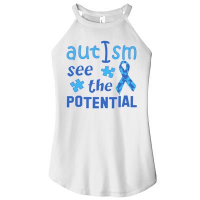 Autism I See The Potential Women's Perfect Tri Rocker Tank