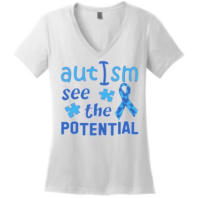 Autism I See The Potential Women's V-Neck T-Shirt