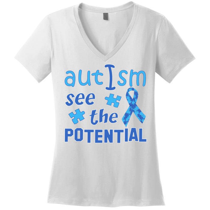 Autism I See The Potential Women's V-Neck T-Shirt