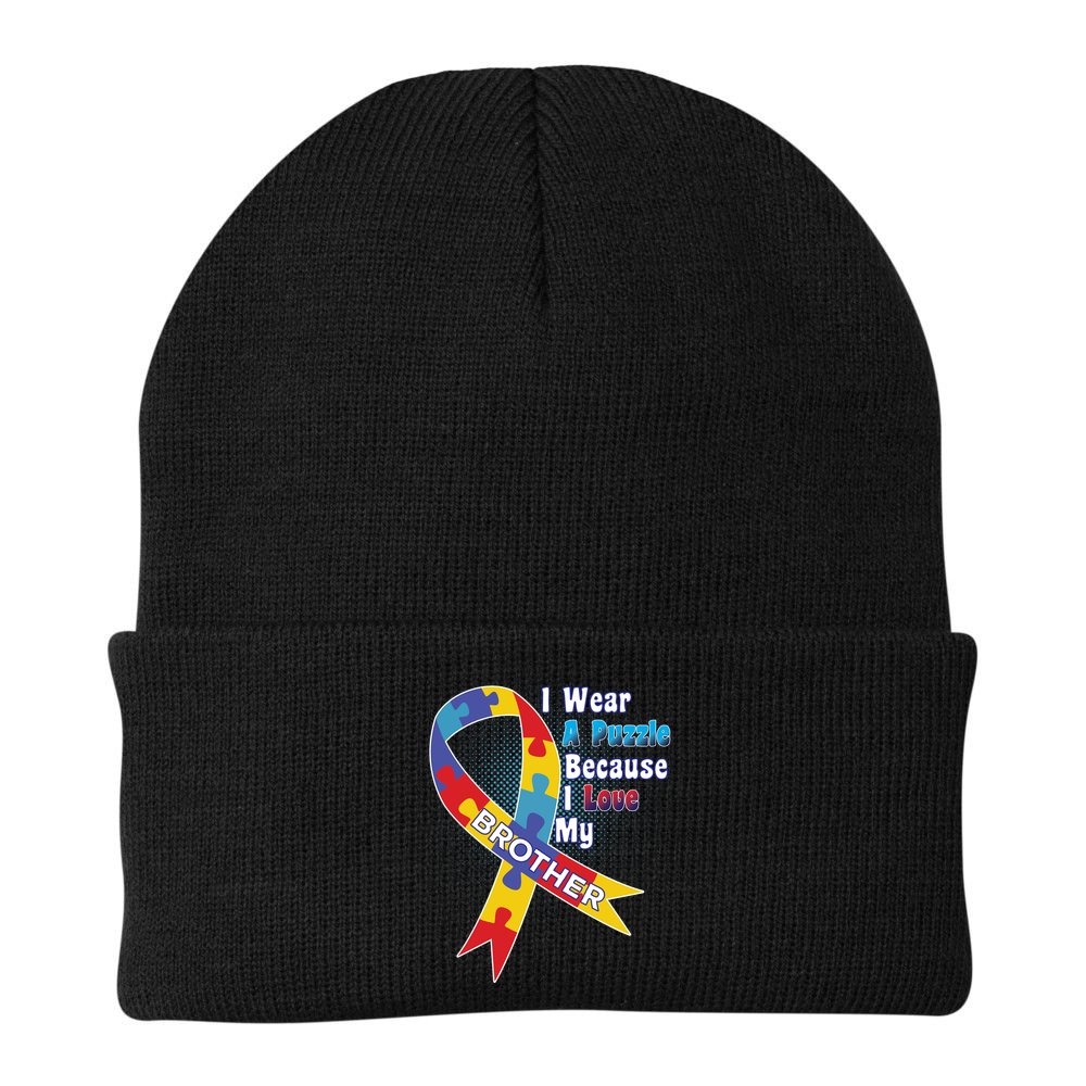 Autism I Wear A Puzzle Because I Love My Brother Beanie