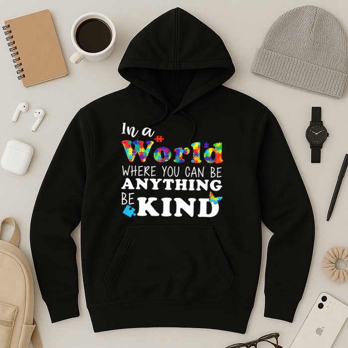 Autism In A World Where You Can Be Anything Be Kind Hoodie