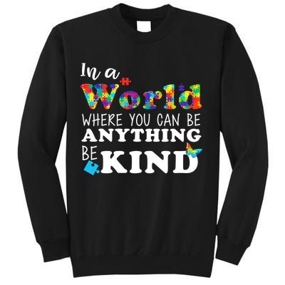 Autism In A World Where You Can Be Anything Be Kind Sweatshirt