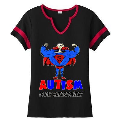 Autism Is My Super Power Ladies Halftime Notch Neck Tee