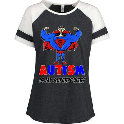 Autism Is My Super Power Enza Ladies Jersey Colorblock Tee