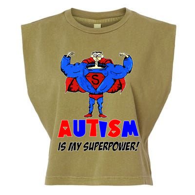 Autism Is My Super Power Garment-Dyed Women's Muscle Tee