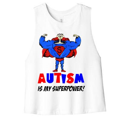 Autism Is My Super Power Women's Racerback Cropped Tank