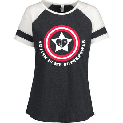 Autism Is My SuperPower Enza Ladies Jersey Colorblock Tee