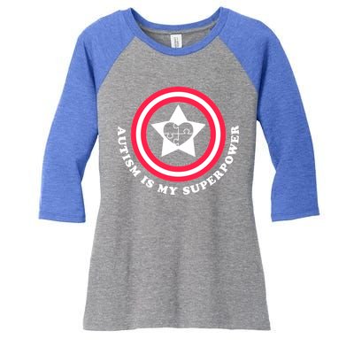 Autism Is My SuperPower Women's Tri-Blend 3/4-Sleeve Raglan Shirt