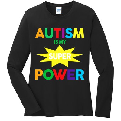 Autism Is My SuperPower Hero Ladies Long Sleeve Shirt