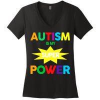Autism Is My SuperPower Hero Women's V-Neck T-Shirt