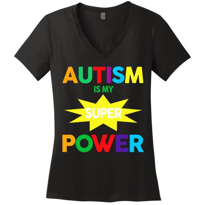 Autism Is My SuperPower Hero Women's V-Neck T-Shirt