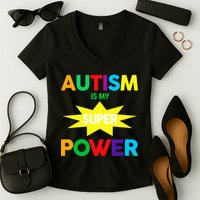 Autism Is My SuperPower Hero Women's V-Neck T-Shirt