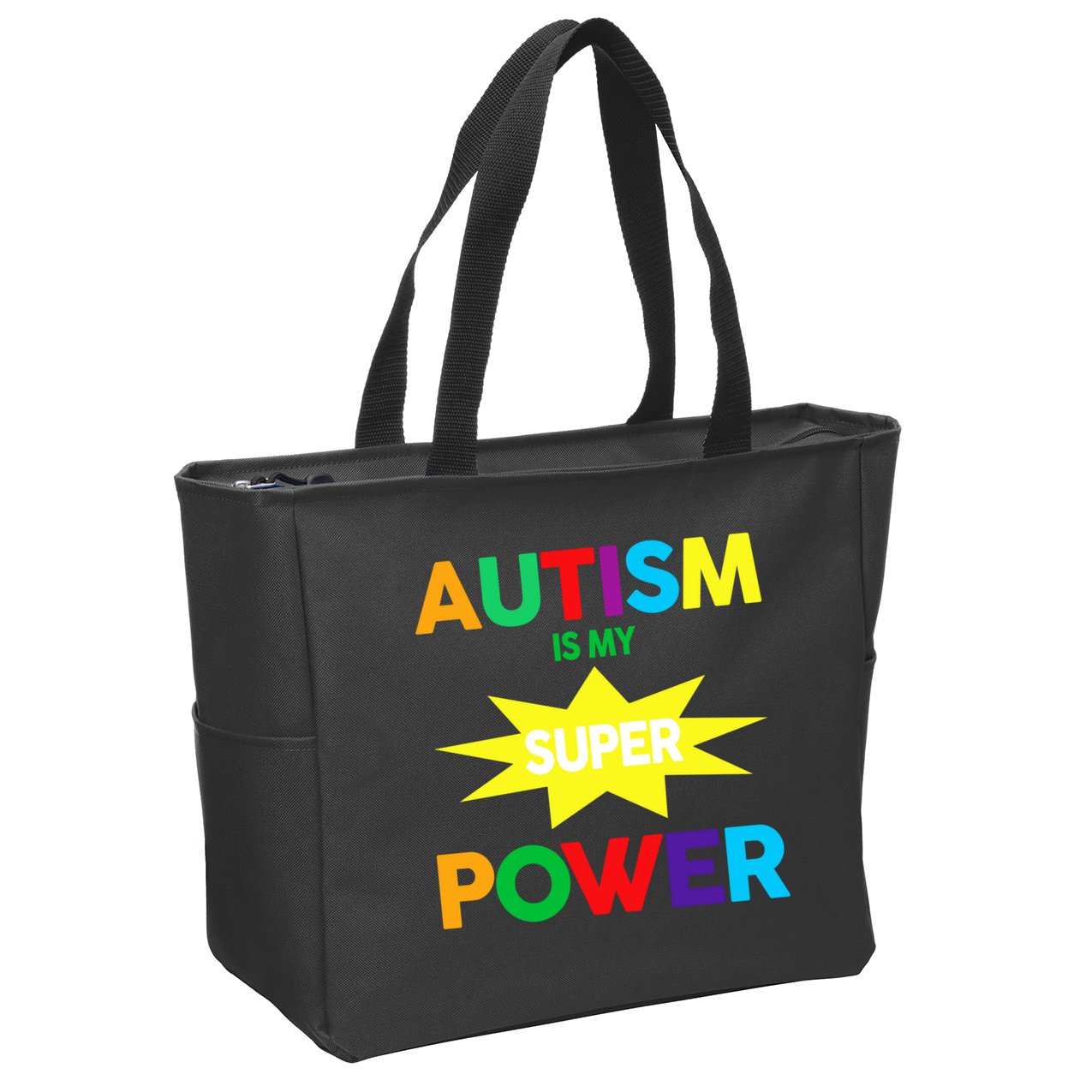 Autism Is My SuperPower Hero Zip Tote Bag