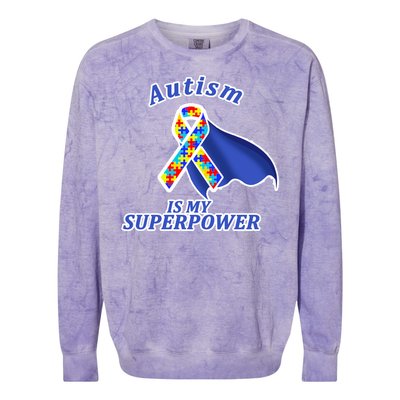 Autism Is My Superpower Super Hero Cape Colorblast Crewneck Sweatshirt