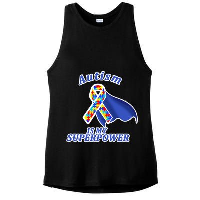 Autism Is My Superpower Super Hero Cape Ladies PosiCharge Tri-Blend Wicking Tank