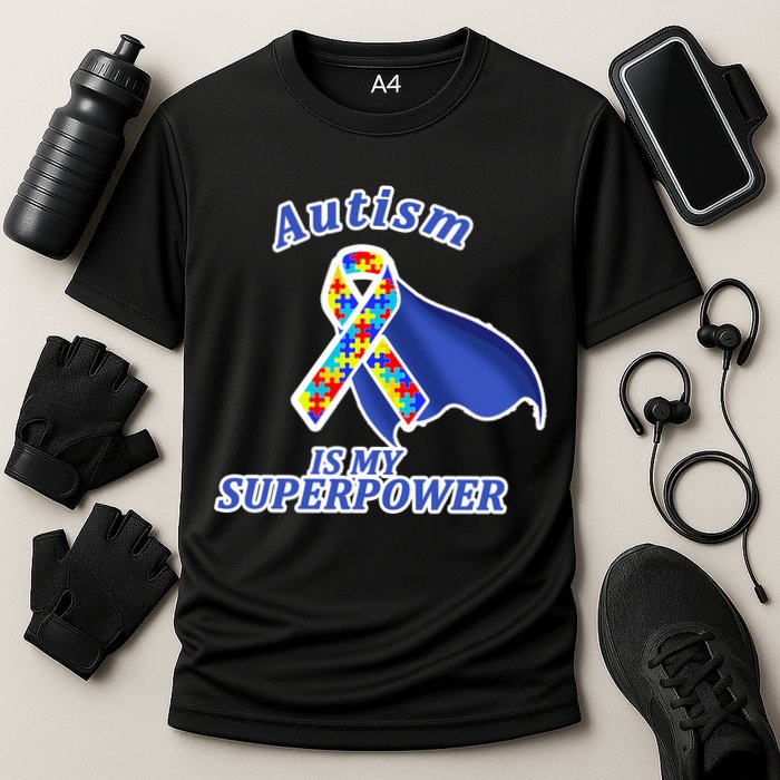 Autism Is My Superpower Super Hero Cape Cooling Performance Crew T-Shirt