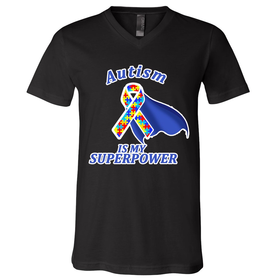 Autism Is My Superpower Super Hero Cape V-Neck T-Shirt