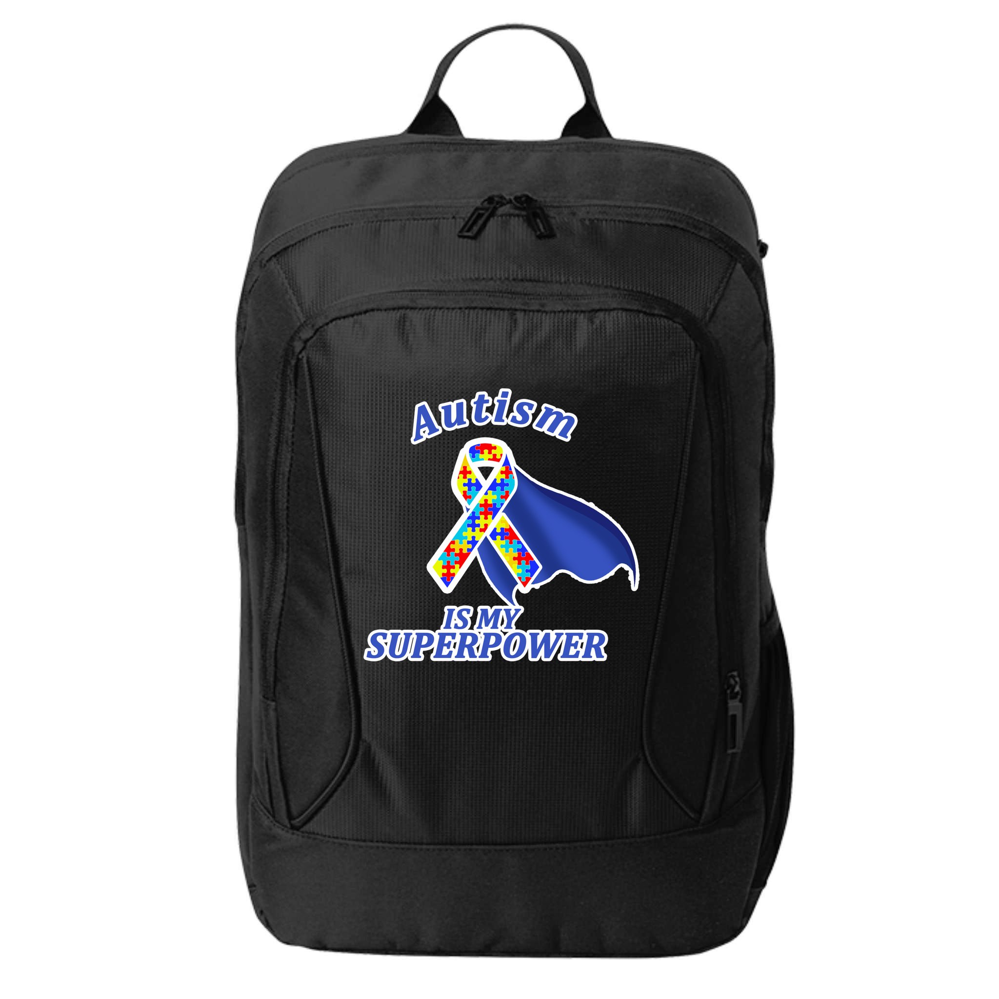 Autism Is My Superpower Super Hero Cape City Backpack