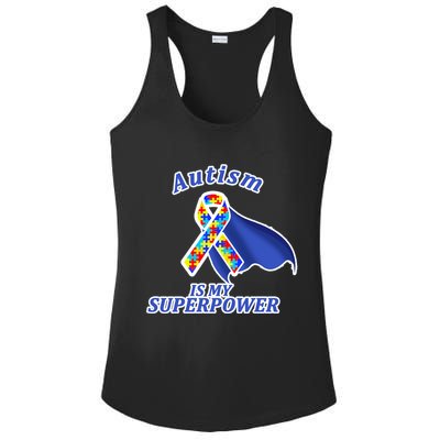 Autism Is My Superpower Super Hero Cape Ladies PosiCharge Competitor Racerback Tank