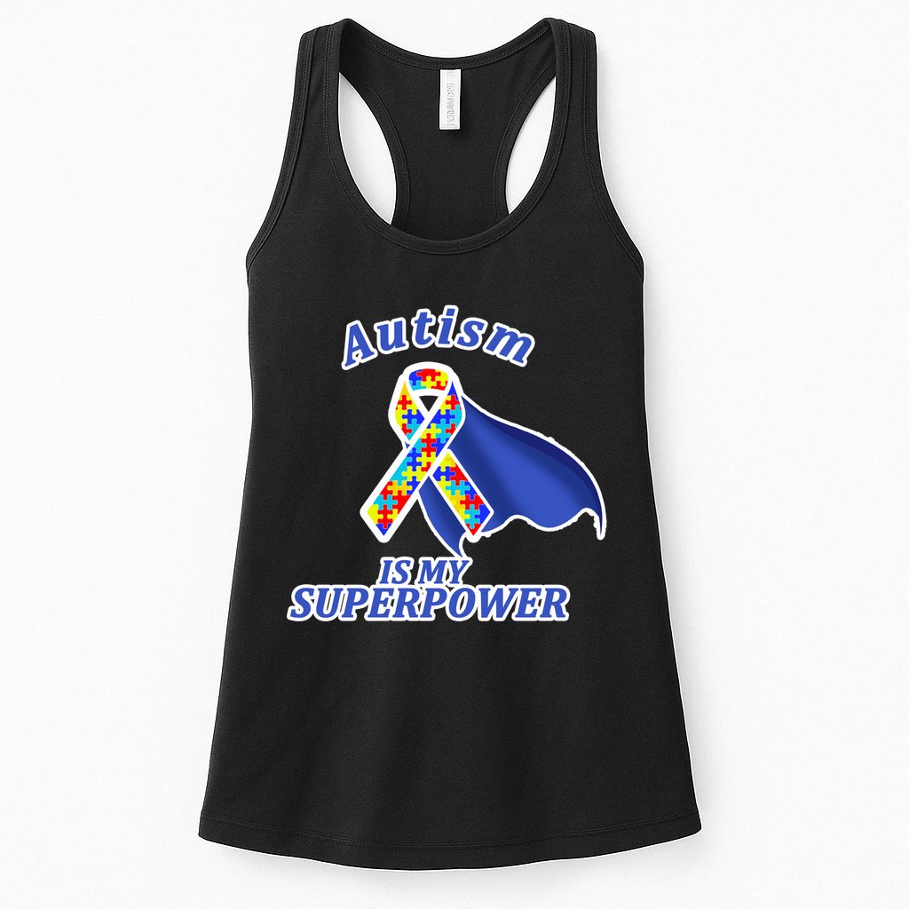 Autism Is My Superpower Super Hero Cape Womens Tank Top