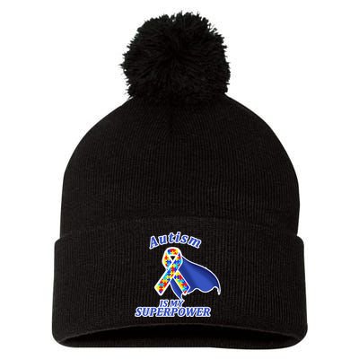 Autism Is My Superpower Super Hero Cape Pom Pom 12in Knit Beanie