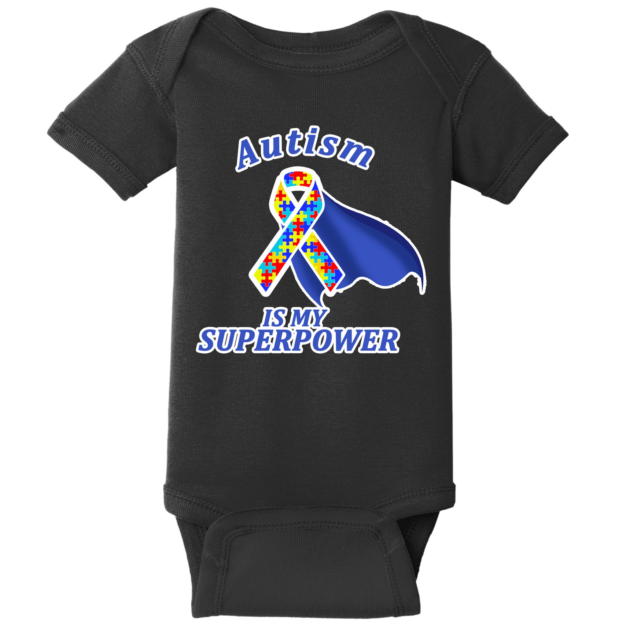 Autism Is My Superpower Super Hero Cape Baby Bodysuit