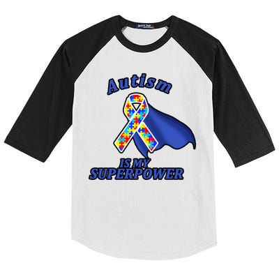 Autism Is My Superpower Super Hero Cape Kids Colorblock Raglan Jersey