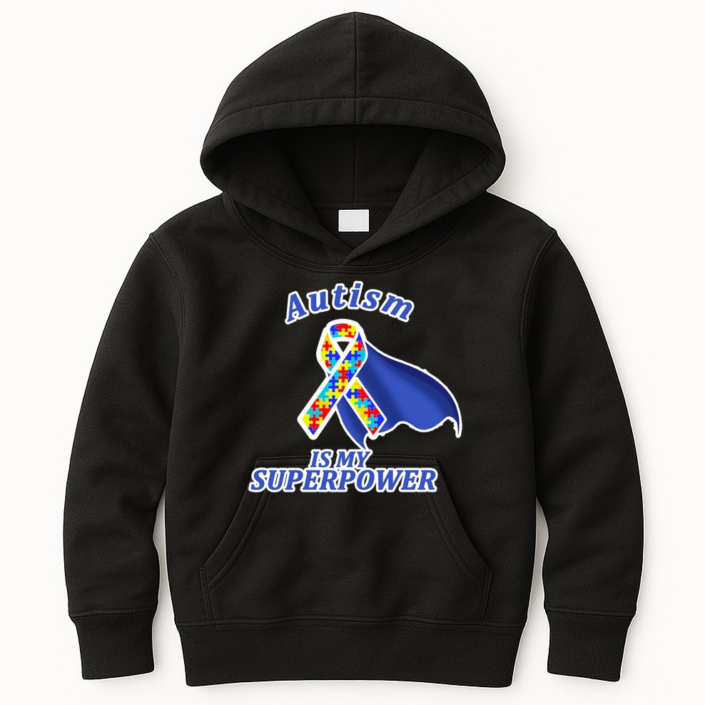 Autism Is My Superpower Super Hero Cape Kids Hoodie