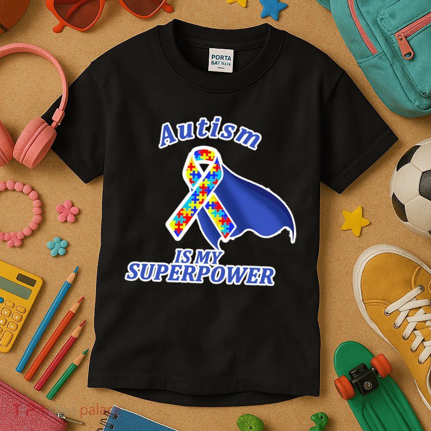 Autism Is My Superpower Super Hero Cape Kids T-Shirt