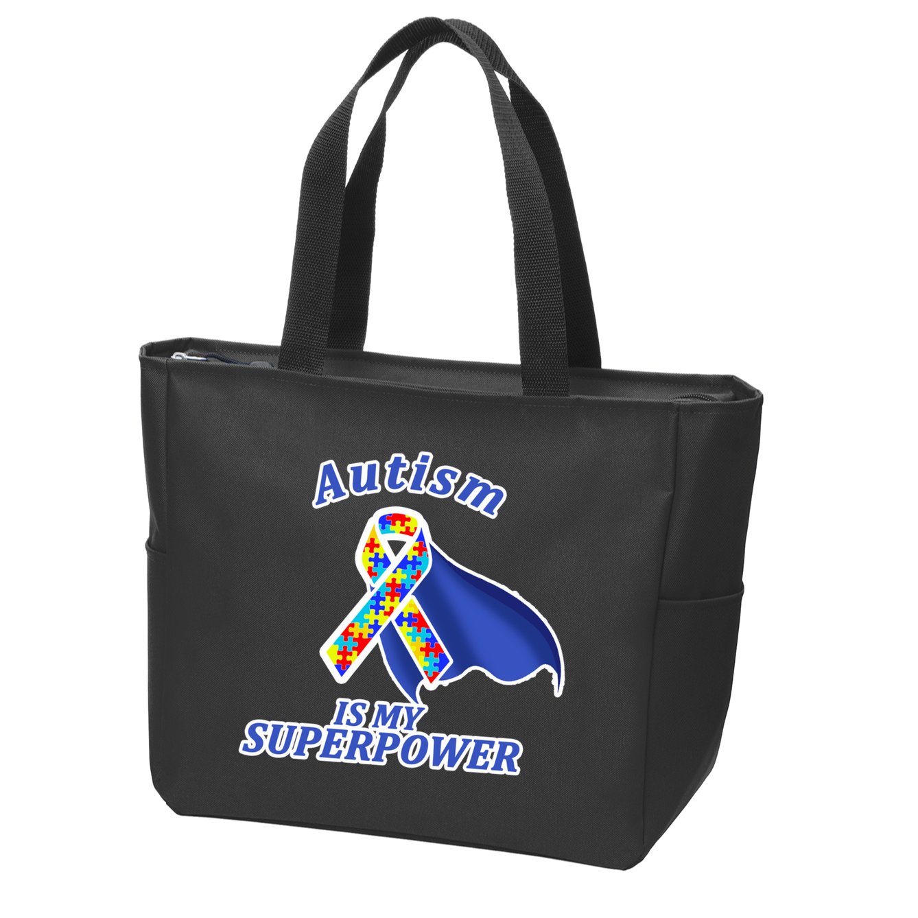 Autism Is My Superpower Super Hero Cape Zip Tote Bag