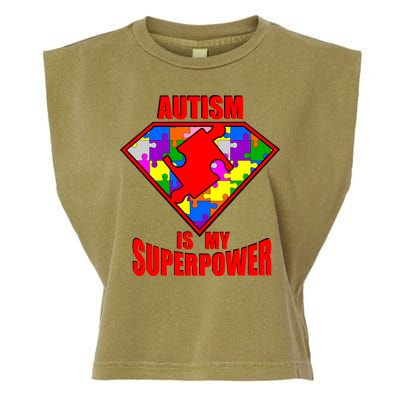 Autism Is My Superpower Superheo Garment-Dyed Women's Muscle Tee