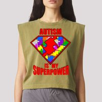 Autism Is My Superpower Superheo Garment-Dyed Women's Muscle Tee