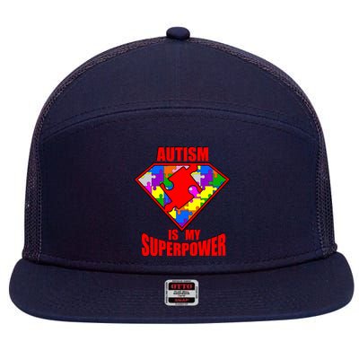 Autism Is My Superpower Superheo 7 Panel Mesh Trucker Snapback Hat