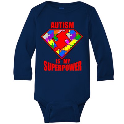 Autism Is My Superpower Superheo Baby Long Sleeve Bodysuit