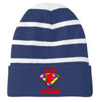 Autism Is My Superpower Superheo Striped Beanie with Solid Band