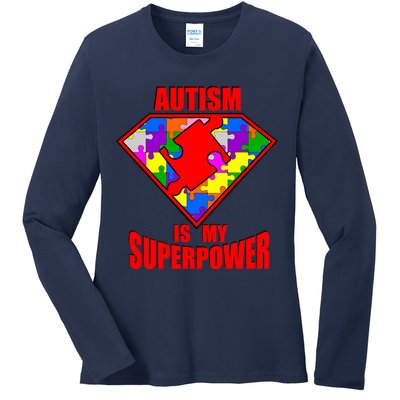 Autism Is My Superpower Superheo Ladies Long Sleeve Shirt