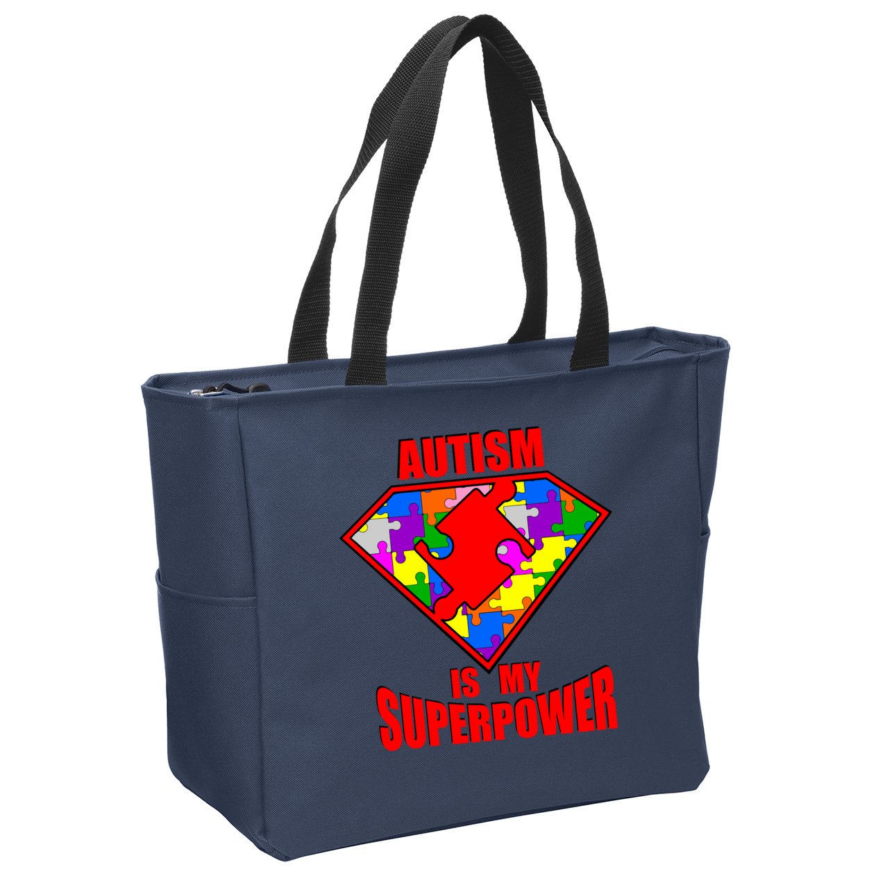 Autism Is My Superpower Superheo Zip Tote Bag