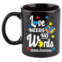Autism Love Needs No Words 11oz C Handle Ceramic Mug