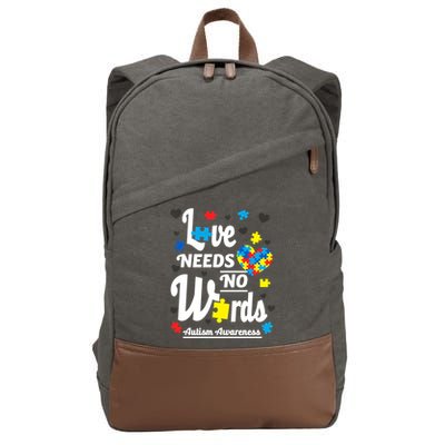 Autism Love Needs No Words Cotton Canvas Backpack