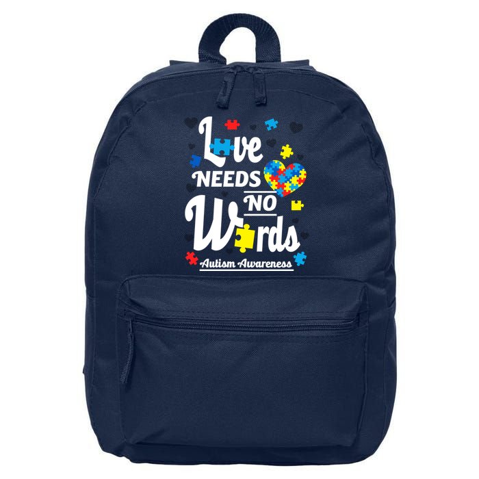 Autism Love Needs No Words 16 in Basic Backpack