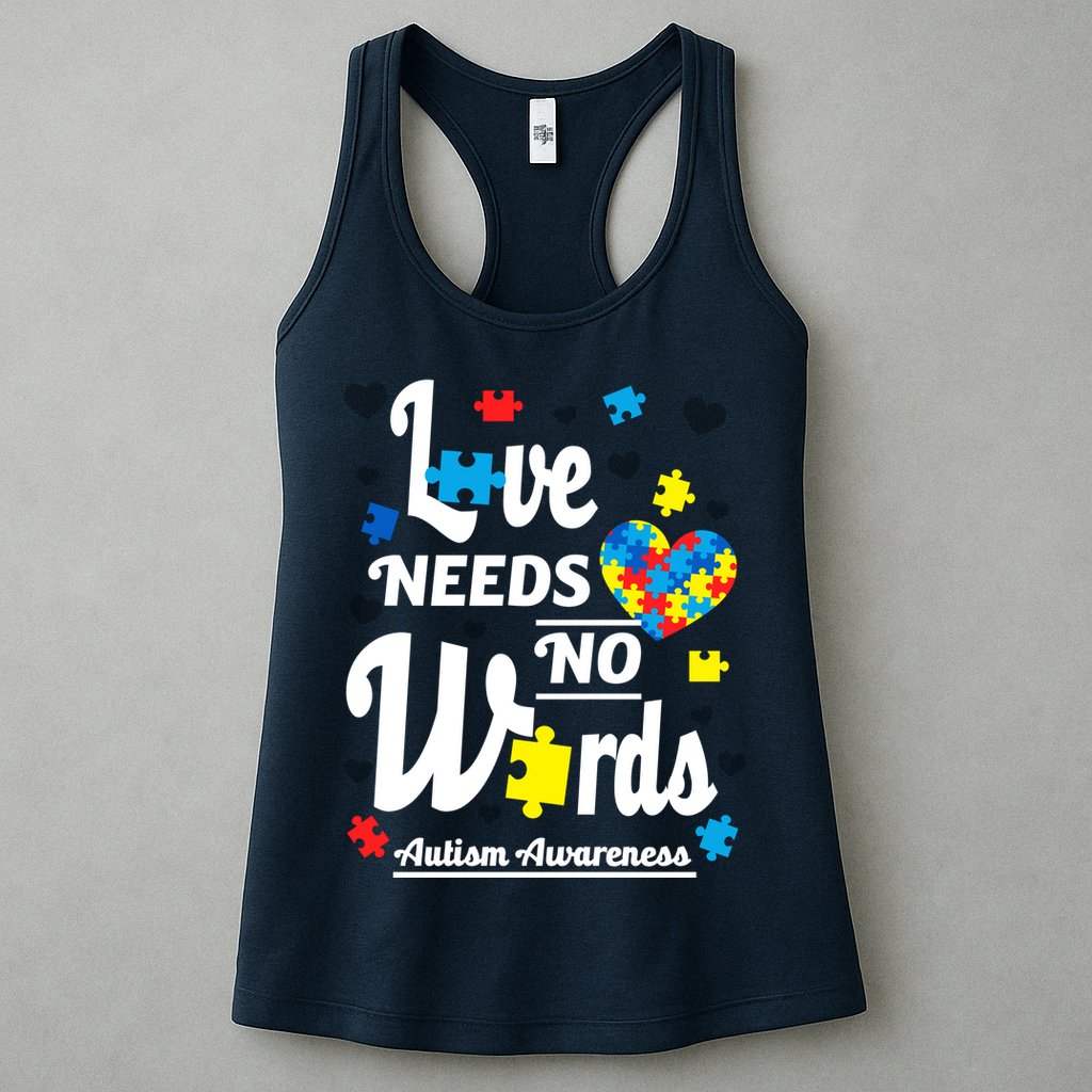 Autism Love Needs No Words Womens Tank Top