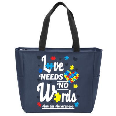Autism Love Needs No Words Zip Tote Bag
