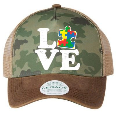 Autism Love Puzzle Piece Legacy Tie Dye Trucker Hat